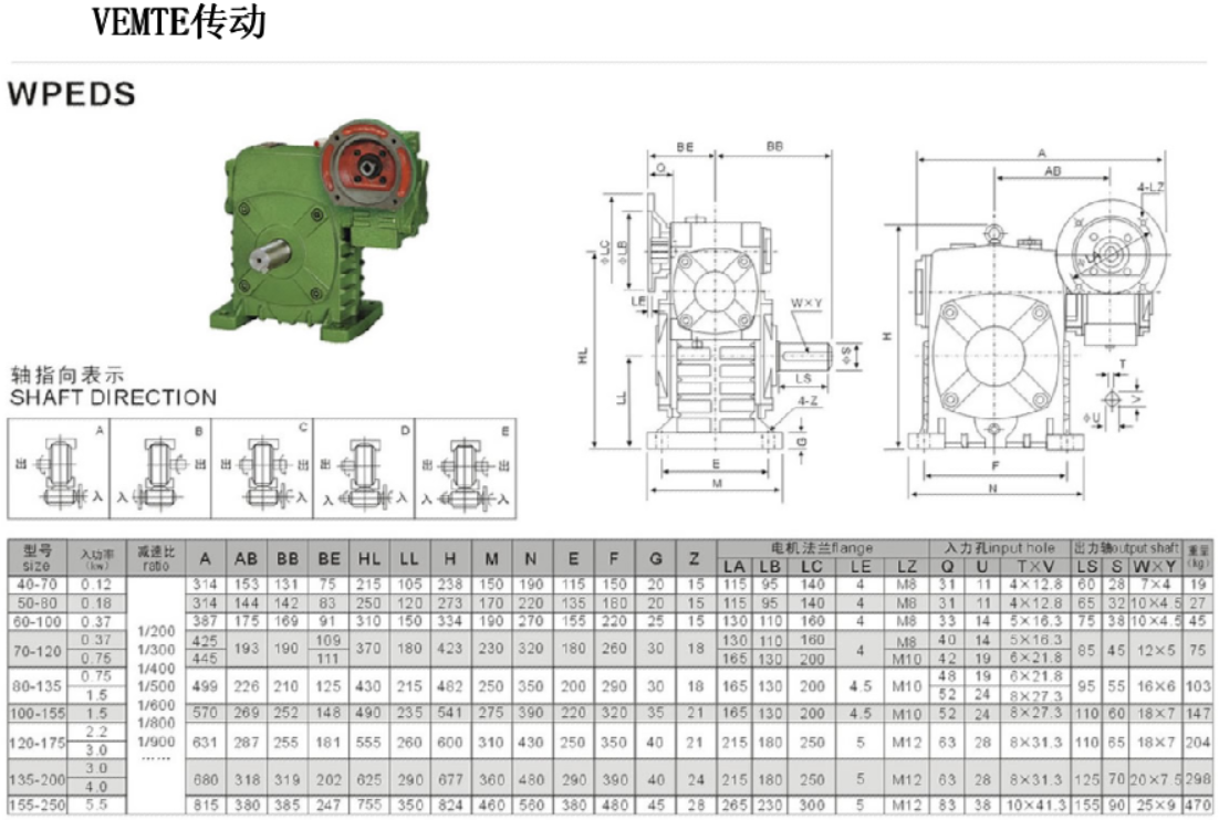 WPEDS減速機(jī)安裝尺寸圖紙 WPEDS減速機(jī)安裝尺寸圖紙