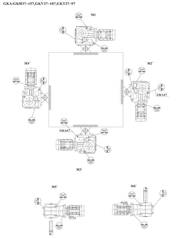 KA KH KV KT減速機(jī)安裝方位圖 KA KH KV KT減速機(jī)安裝方位圖